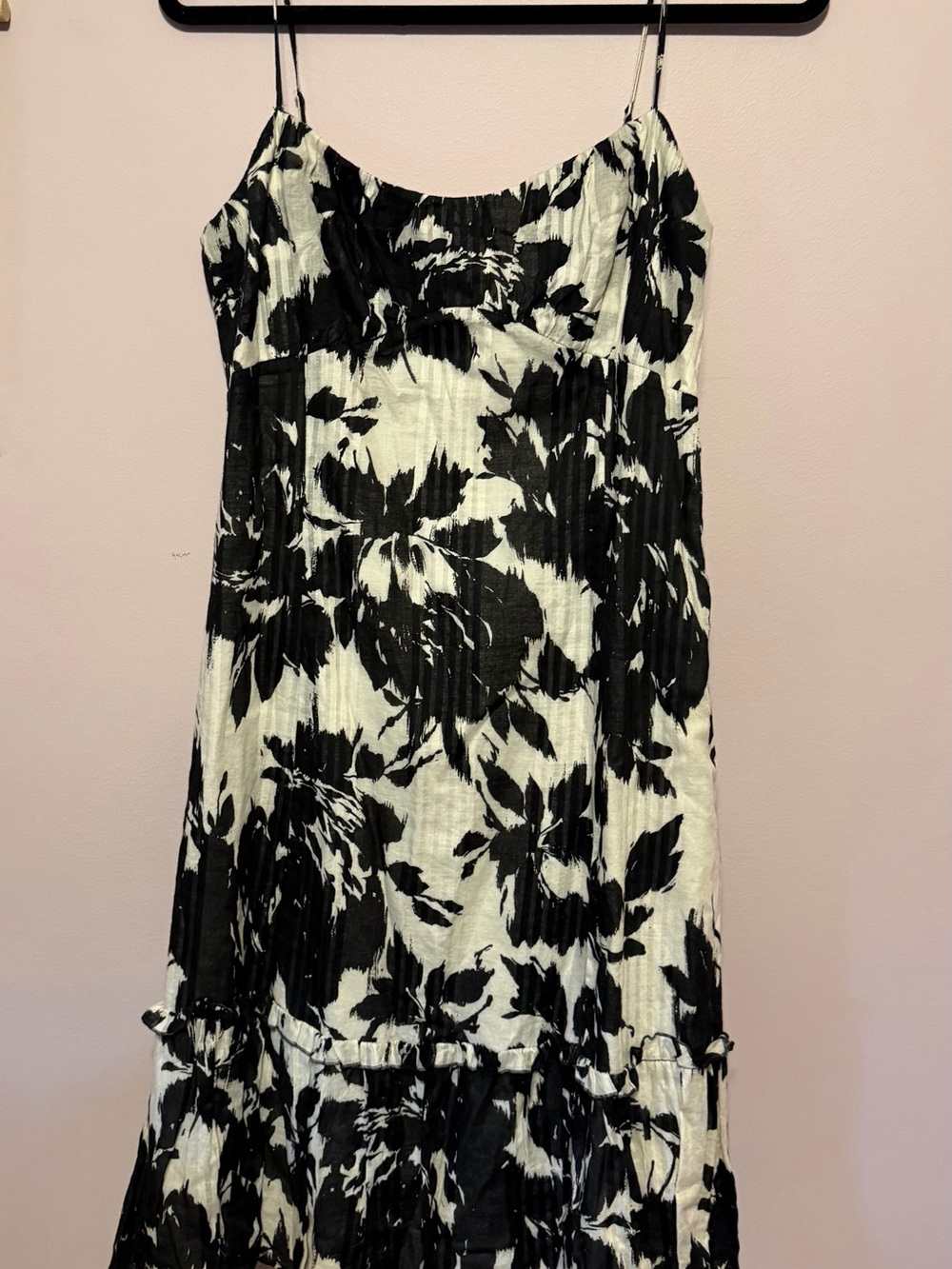 LOFT Black and White Floral Midi Dress